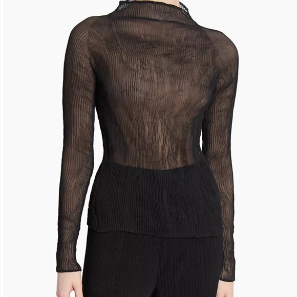 Issey Miyake black chiffon twist top, size 2 - Picture 6 of 9